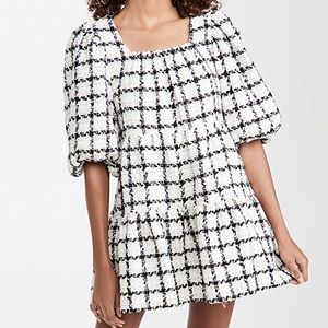 Sister Jane Supper Club Tweed Mini Dress in Black and Ivory, Size XS